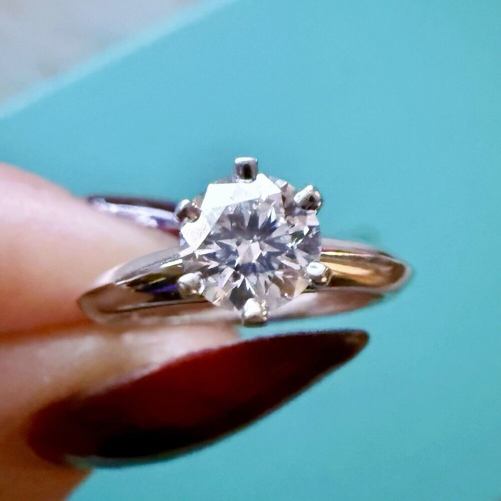 $7500++ Tiffany & Co. Solitaire Platinum Diamond Engagement Ring .62 TCW